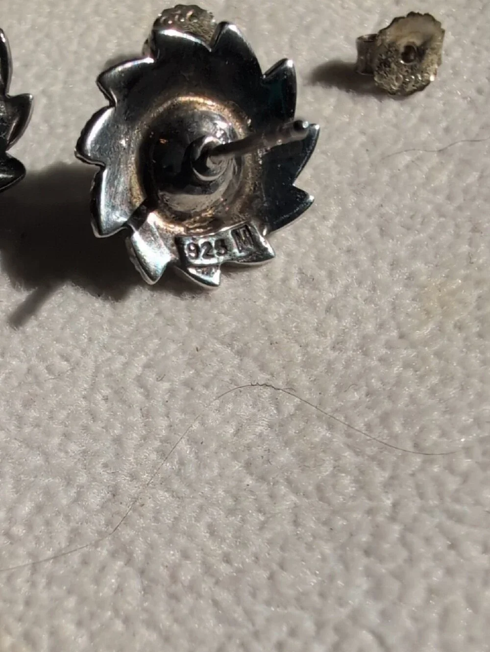 Sterling Silver Marcasite And Grey Pearl Pendant & Earrings Set
